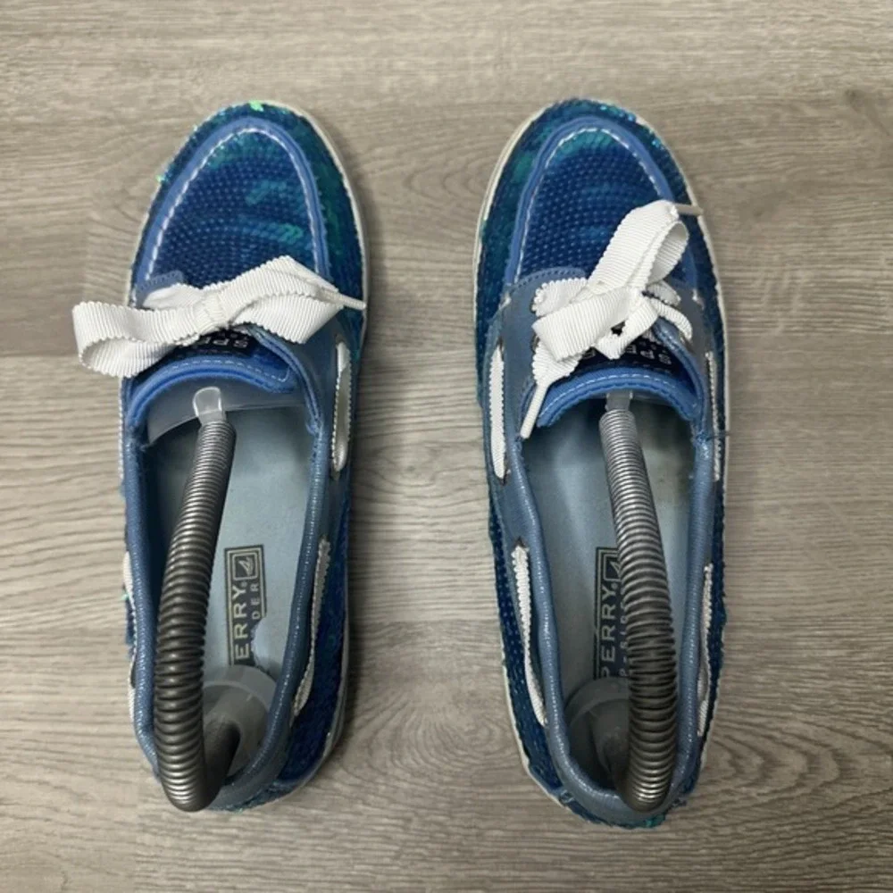 Sperry Top Sider Bahama Blue‎ Sequin Boat Shoes in Women's Size 6.5 M